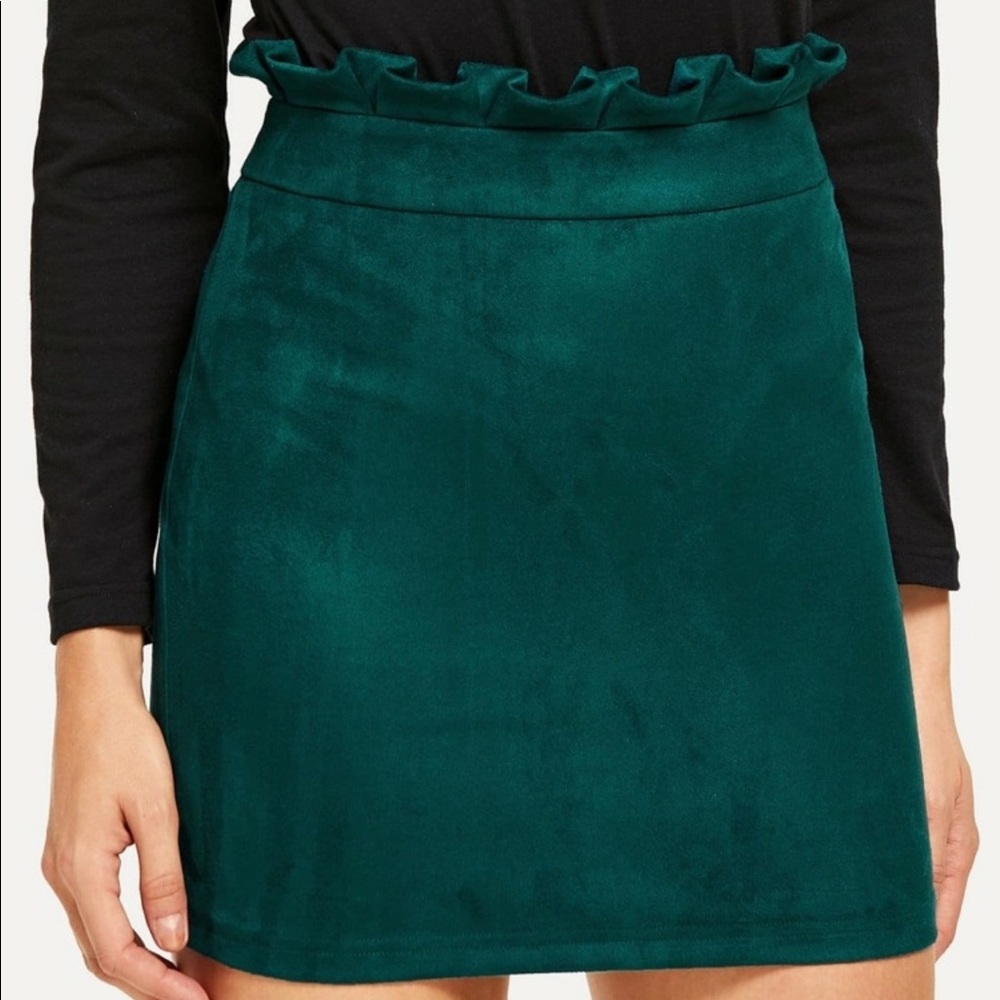 Pleated Ruffle Suede Skirt - Picture 3 of 4